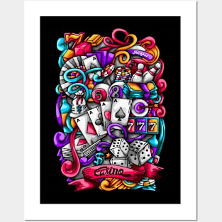 Casino Doodle Illustration Posters and Art